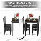 Hooseng Dining Table Set for 4, Modern Faux Marble Kitchen Table with 4 PU Leather Chairs, 5 Piece Dining Room Sets for Dinette, Breakfast Nook, Black