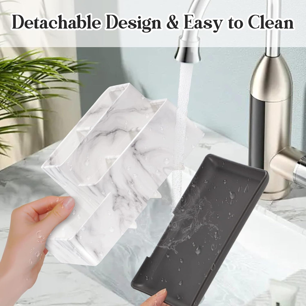 Toothbrush Holder,Bathroom Organizer Countertop, 5 Compartments Multifunctional Storage for Cosmetic, Makeup, Office Stationery Pencil,Toothpaste, Toothbrush,Ideal Gift for Home, Office