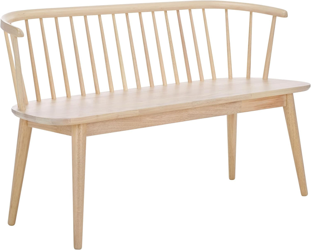 SAFAVIEH Furniture - Blanchard Spindle Bench - White Washed - Solid Wood - Cl...