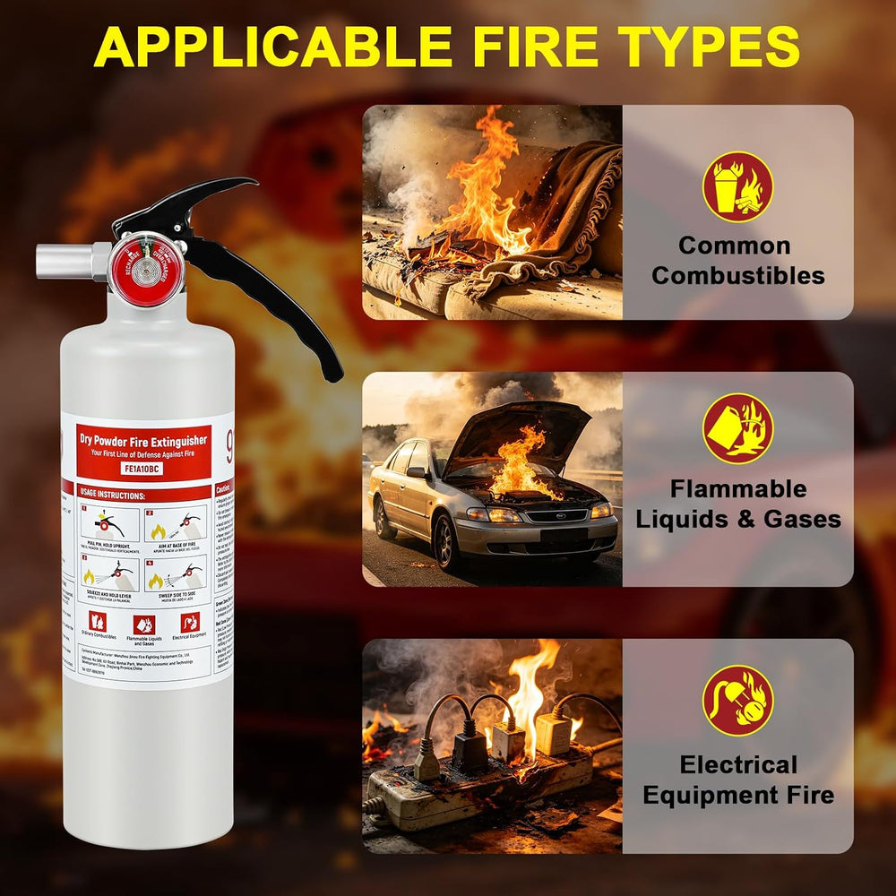6 Pack ABC Fire Extinguishers, 2.5 lb 1A:10B:C Rated with Mount