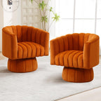 Swivel Accent Barrel Chair, Cute Comfy Small Round 360° Arm Chair, Velvet Sofa Club Reading Chair for Living Room, Bedroom, Office, Orange