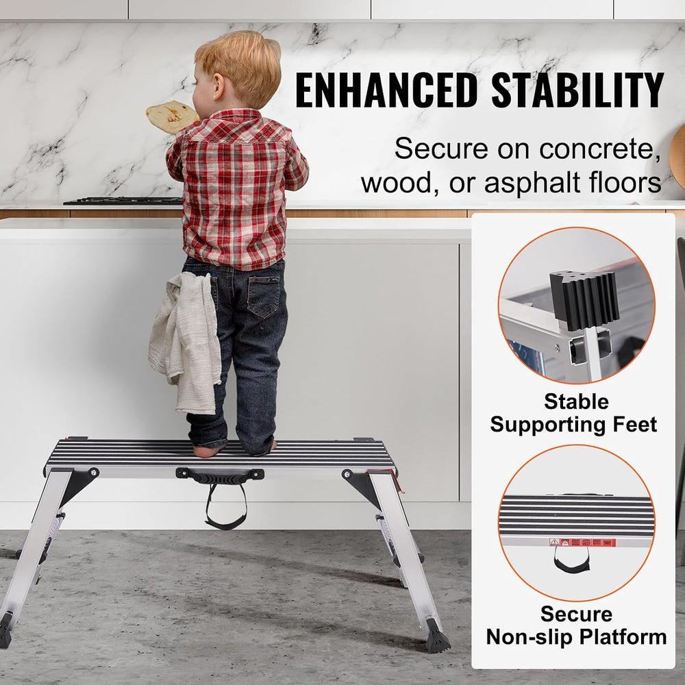VEVOR Folding Work Platform, 40"×12"×20" Aluminum Drywall Stoo...