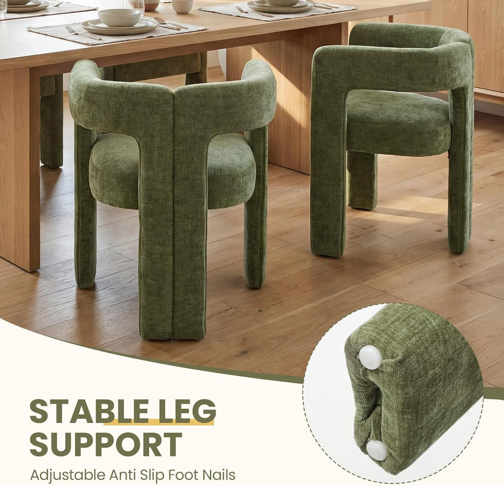 VESCASA Modern Barrel Dining Chairs Set of 2 with Open Back, Chenille Upholst...