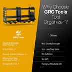 GRG Tools Heavy-Duty Power Tool Organizer – Wall Mounted Drill Rack for 6 Cordless Drills, Garage & Workshop Tool Storage Shelf with Screws & Bolts Side Box, 300LBS Load Capacity, Sturdy Metal Design