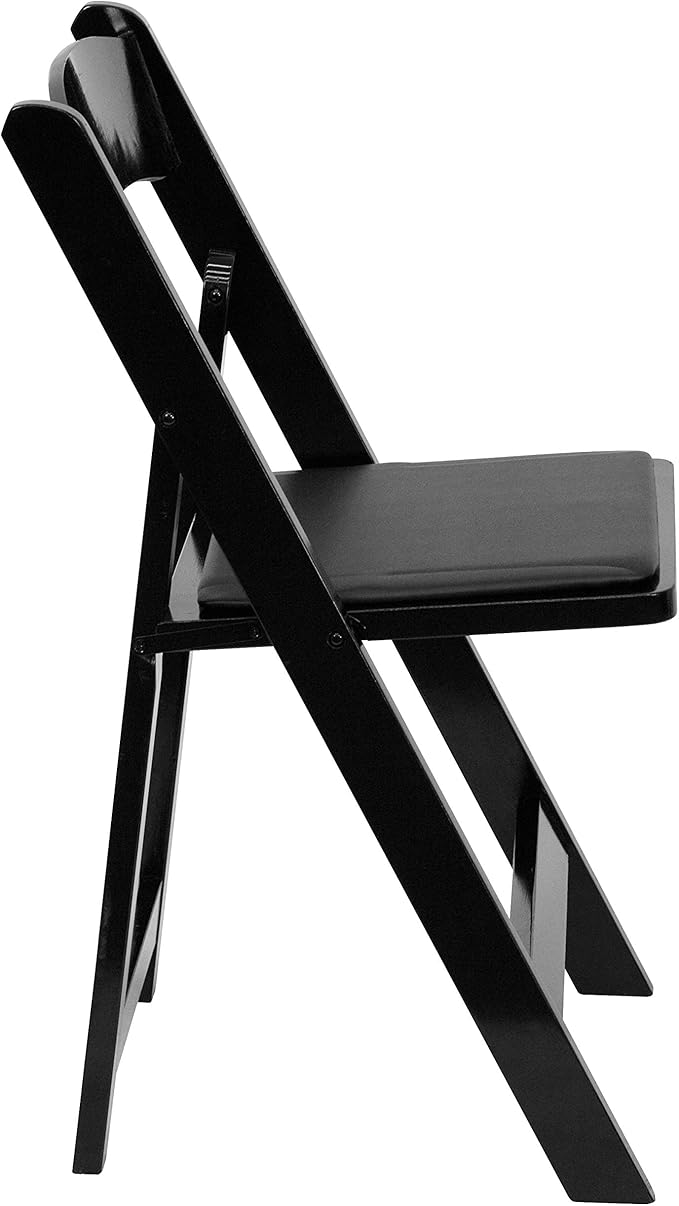 Flash Furniture HERCULES Series Black Wood Folding Chair with Vinyl Padded Seat