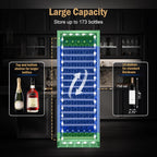Wine Fridge Freestanding,173 Bottles 24 Inch Wine Cooler Refrigerator, Tall Wine Fridge with Compressor Low Noise Fast Cooling, Wine Cellar with Upgraded Door Handle Sliding Rail Shelves
