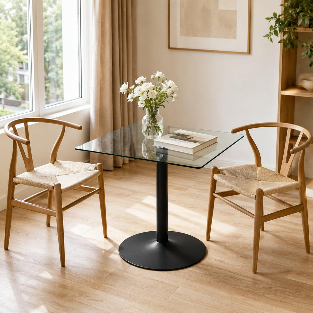 38.6'' Square Kitchen Table,Clear Square Glass Dining Table,Tempered ...