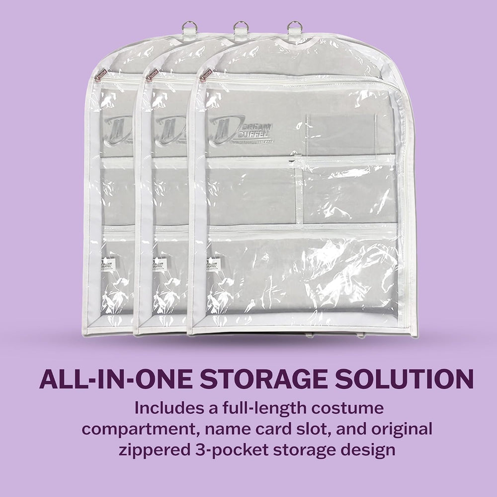 Clear Garment Bags for Dance Costumes 3-Pack, Gusseted, Short-Size, Side Zipp...