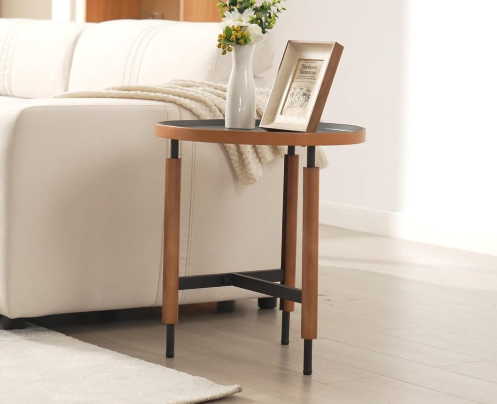 EALSON 19.5" Round Side Table Mid Cnetury Modern End Table for Couch Sof...