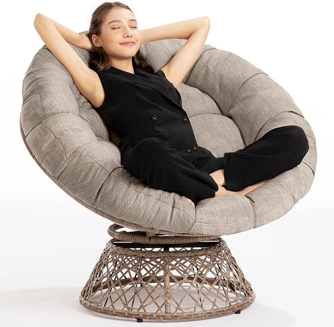 Bme 40" Ergonomic Wicker Papasan Chair