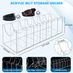 Belt Organizer, Acrylic Belt Storage Holder for The Closet 7 Compartments Display Case for Tie and Bow Tie