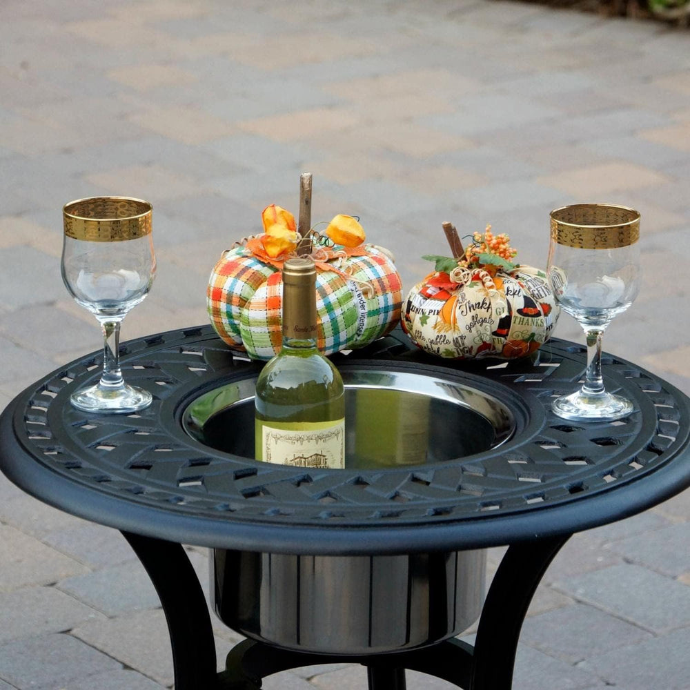 Darlee Nassau 5 Pc Cast Aluminum Seating Set w/ 24 Inch Series 60 Ice Bucket ...