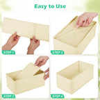 Drawer Clothing Organizer 16-Pack, Beige 3-Size Underwear Drawer Dividers, Fabric Folding Wardrobe Organizer for Baby Clothes, Bras, Underwear, Panties, Belts, Socks, Ties, etc.