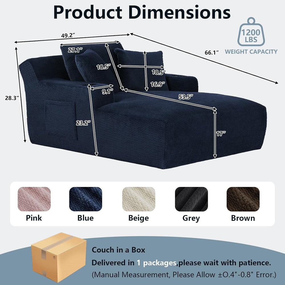 49.2"Oversized Chaise Lounge Chair Indoor,Faux Fur Reading Chair with Cu...