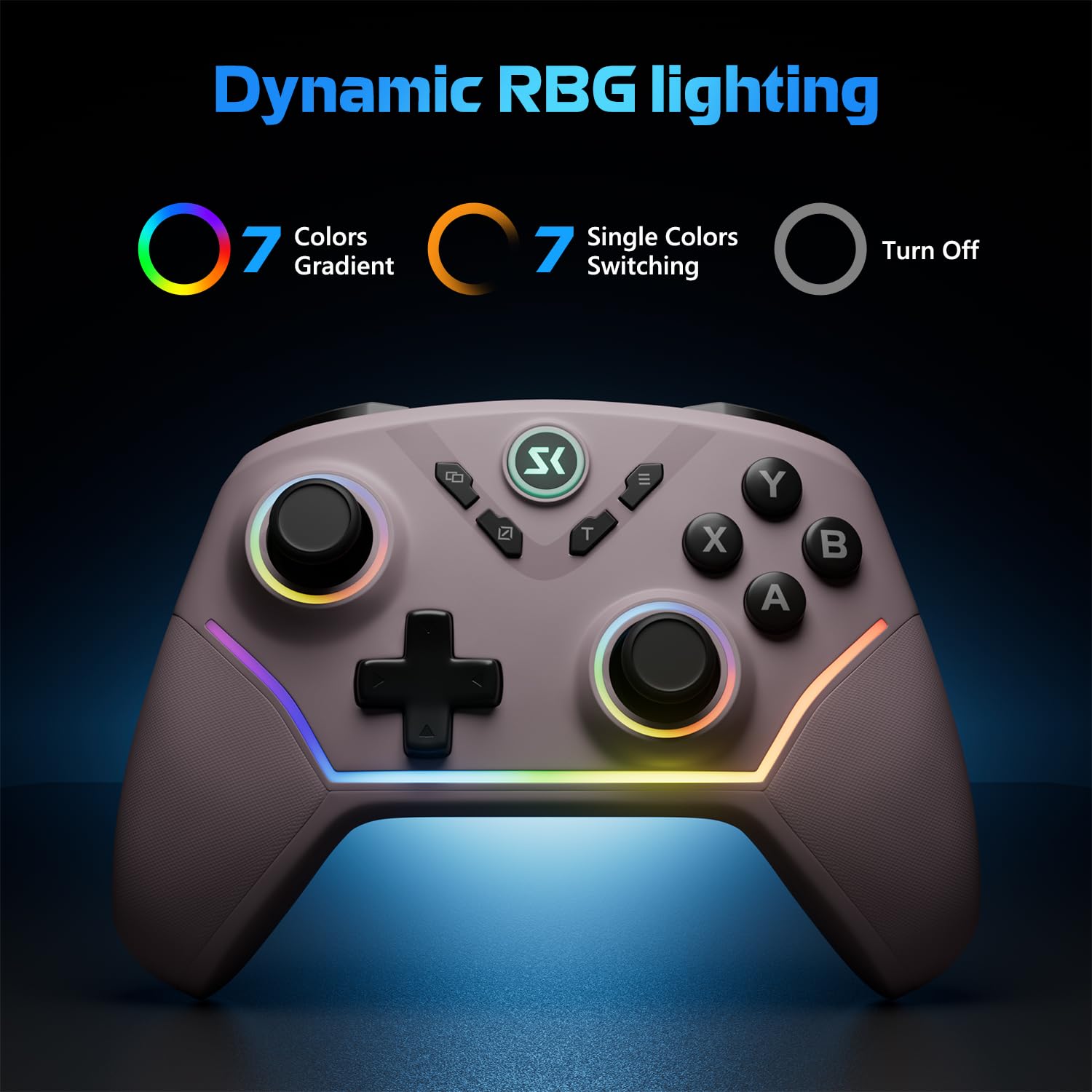Wireless PC Controller with Hall Effect Joysticks & Triggers, 1000Hz Polling Rate, Trigger Locks, Bluetooth Pro Gaming Controller for PC/Steam/Luna/Tesla - 4 Macros and Turbo, Dynamic RGB, Pink