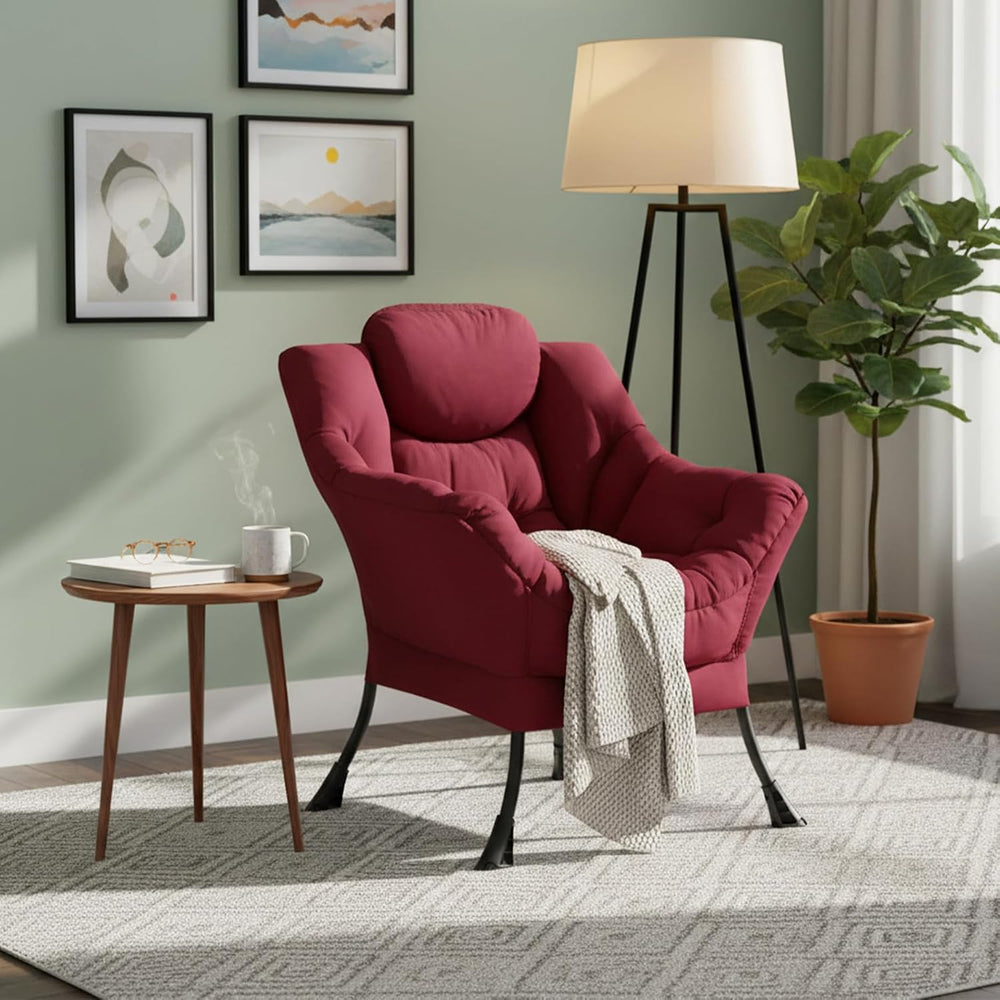 Welnow Lazy Chair for Living Room, Modern Reading Accent Chair with Armrests ...