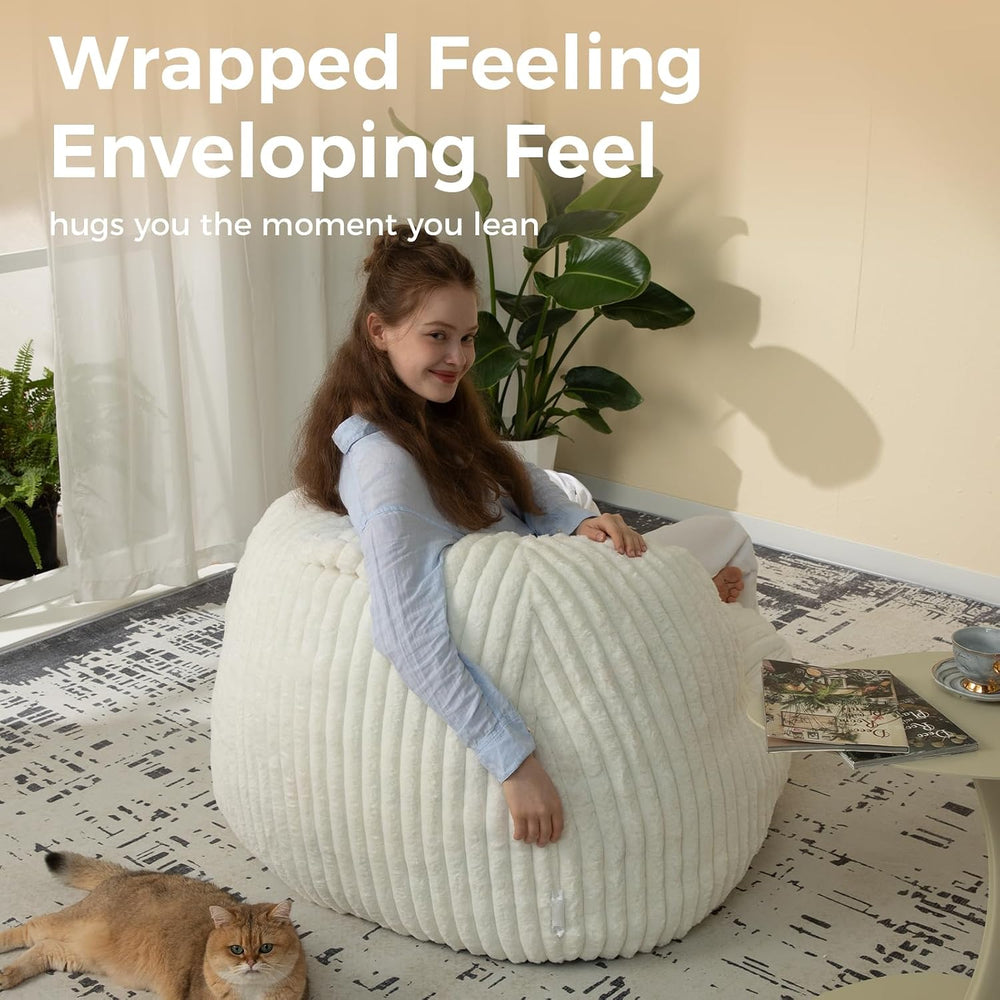Bean Bag Chair for Adults Teens, Comfy Reading Chair Sofa with Round Seat | W...