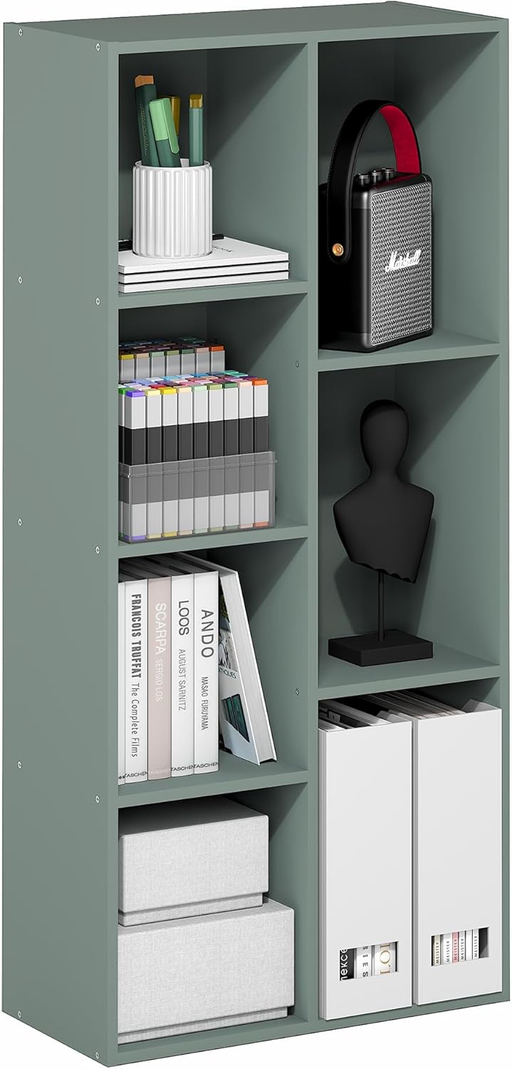 Furinno LUDER Book Shelf, 7-Cube Bookshelf, Bookcase with Open Shelves, 9.4 x...