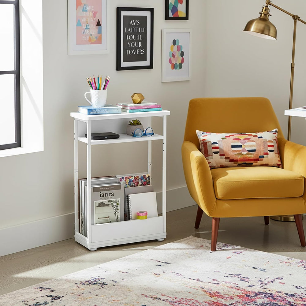 Narrow Side Table,3-Tier Slim End Table with Storage Shelf,Modern Sofa Table ...