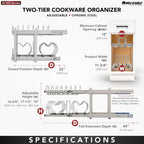 Rev-A-Shelf 2-Tier Kitchen Cabinet Pullout 11.75" Cabinet Organizer for Pots, Pans, and Lid Cookware, Adjustable Heavy Duty Wire, Chrome, 5CW2-1222-CR