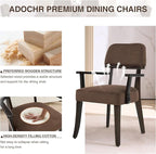 Modern Wood Dining Chairs with Arms Set of 2, Velvet Upholstered Kitchen Chairs with Open Curved Backrest & Black Hardwood Legs, Accent Chairs 350 LBS Capacity, Brown