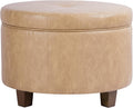 HomePop 24" Large Leatherette Storage Ottoman - Sand Faux Leather