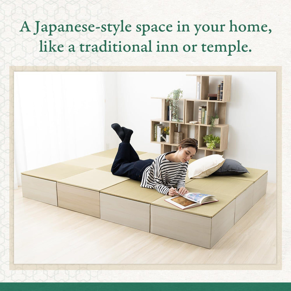 BJDesign Square Tatami Bench Platform, Igusa Rush Grass Top, Natural 3 Sets |...