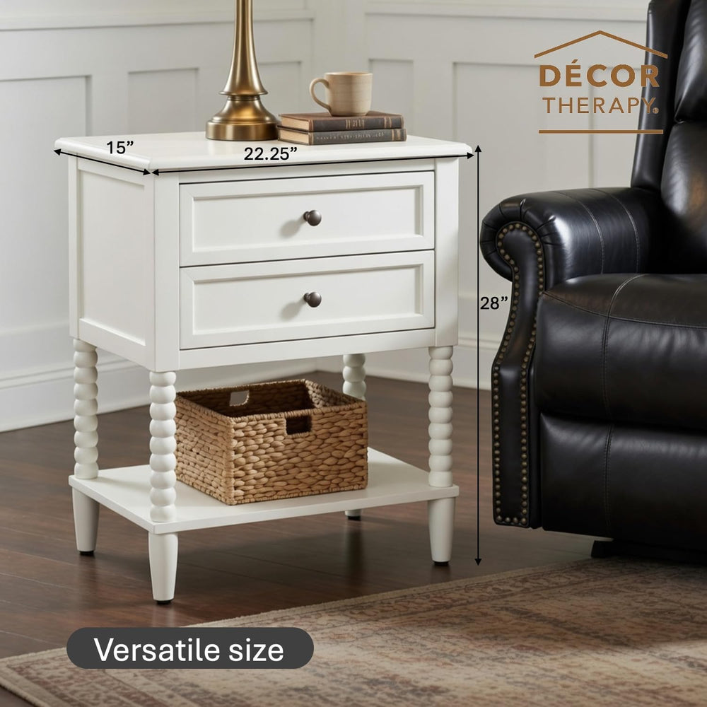 Decor Therapy Preston Two Drawer Side Table, Traditional Side Table with Dual...
