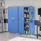 VINGLI 72'' Tall Metal Garage Storage Cabinet with Pegboards, Wheels, Locking Doors and Adjustable Shelves, File Cabinet/Tool Cabinet for Home Office/School (Blue, 32W x 16D x 72H)