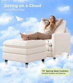 Welzona 3-Layers Cloud Accent Chair with Ottoman, 33" Teddy Reading Chair | Comfy Teddy Fabric, Washable Covers, Tool-Free Setup, All-wood Arm Chair and Ottoman Sets for Living Room, Bedroom, Beige
