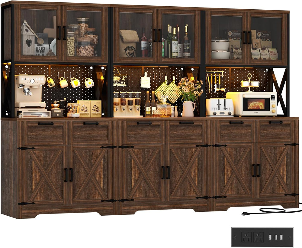 Unikito 94.5" Wide Kitchen Pantry Cabinet with 3 Power Outlets & LED...
