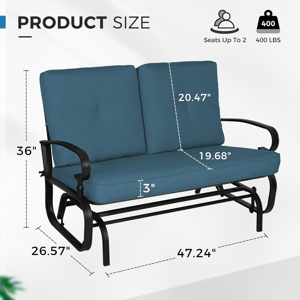 Crownland Outdoor Patio Glider Chair, Rocking Glider Bench for 2 Person, Porc...