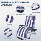 33 Inch XXL Oversized Zero Gravity Chair,Support 500LBS,Blue&White | Heavy Duty Zero Gravity Lounge Chair Outdoor, Indoor Recliner Chairs w/Removable Cushion, Footrest, Headrest & Cup Holder