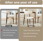 Beige Dining Chairs Set of 2, Modern Upholstered Dining Room Chair with Linen Fabric, Farmhouse Kitchen Side Chairs for Home, Apartment, Restaurant, Walnut Metal Legs(Chair Only)