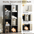 COMHOMA 8 Wood Cube Storage Organizer with Open Back and Removable Back Panels, 11In Black Cube Storage Bookshelf, Cubicle Shelf Bookcase for Home Office Bedroom Living Room, Vertical or Horizontal