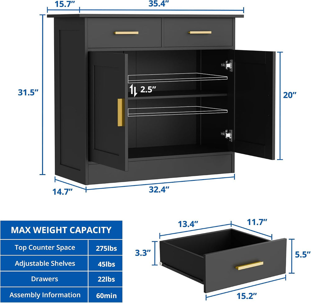 Buffet Cabinet with Storage - Buffets & Sideboards Kitchen Storage Cabine...