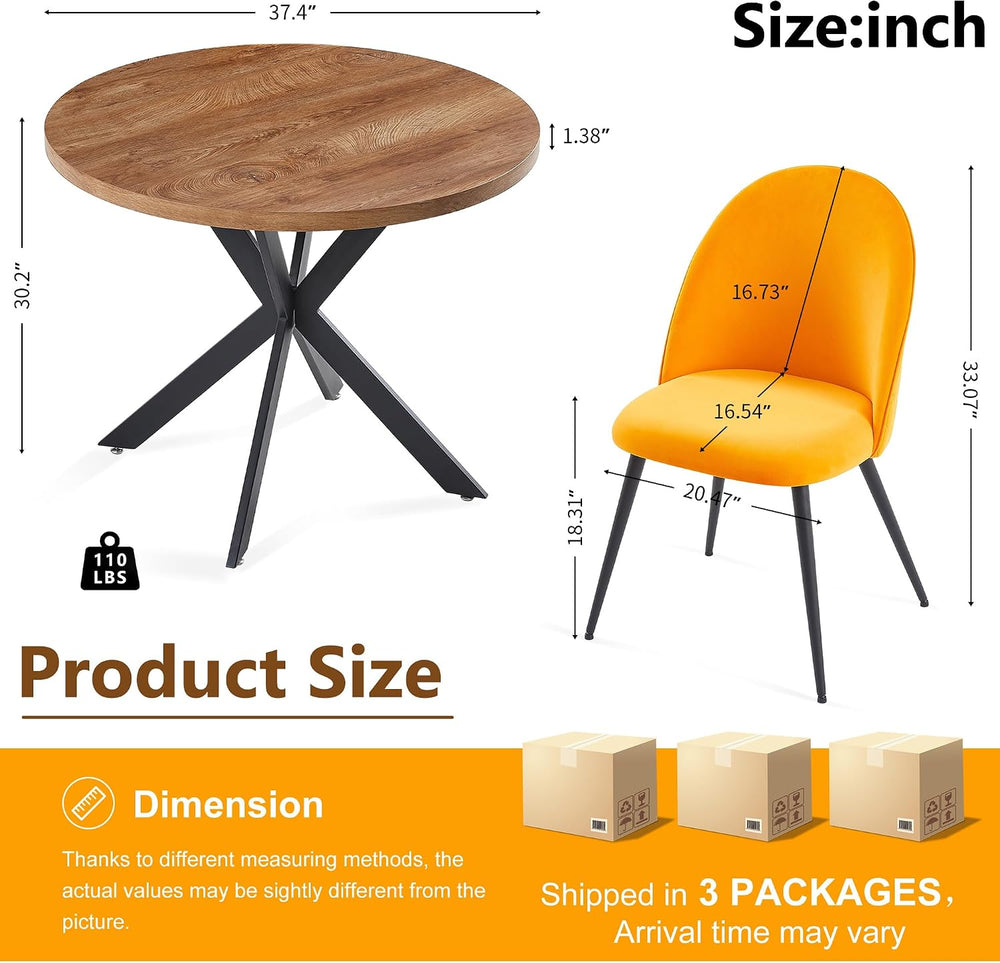 Homedot Round Dining Table Set for 4 with Chairs, Modern Kitchen Table&Ch...