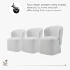 Upholstered Dining Chair with Casters No Assembly Linen DeskChair Wingback Single Sofa for Kitchen Diningroom Bedroom Readingroom,2 PCS,Light Grey