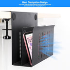 MAXECHO Desk Side Storage, Under Desk Laptop Mount, Table Side Hanging File Organizer, No Drill Clamp On Cable Management Tray, Laptop Holder with Magnetic Pen Holder for Office and Home, Load 22 Lbs