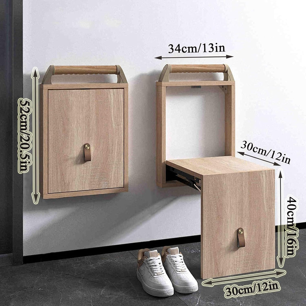 Hidden Shoe Bench, Shoe Bench Rack for Entryway, Folding Chair Wall-Mounted Invisible Shoe-Changing Stool, Fold Down and Up Shoe Bench On The Wall(D2)