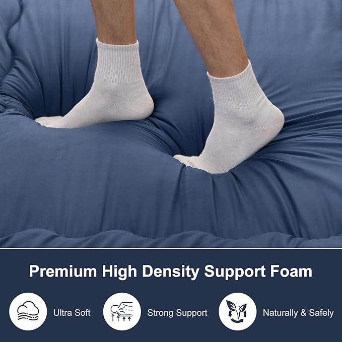 Japanese Floor Mattress, 6" Japanese Futon Mattress, Foldable & Portable Shiki Futon (shikibuton), Roll Up Thicken Sleeping Mattress Tatami Mat Sleeping Pad for Camping (Navy Blue, 60 x 80)