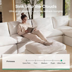 Novilla Modular Cloud Couch, Modern Sectional Sofa with Smarts Coil® Support, Chenille Fabric, Upholstered Couch for Living Room Apartments Bedroom, No Assembly, Ottoman, White