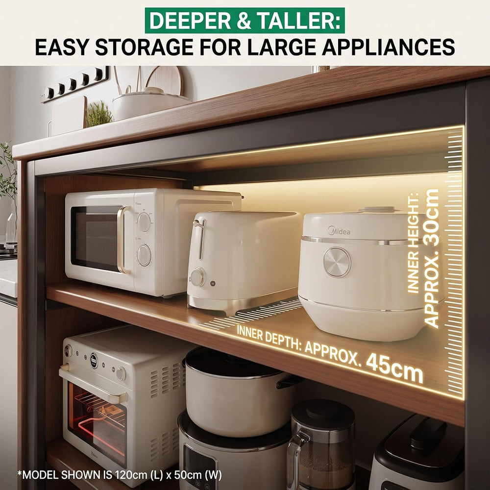 Rolling Kitchen Island Cart Microwave Stand with Dense Storage Baskets