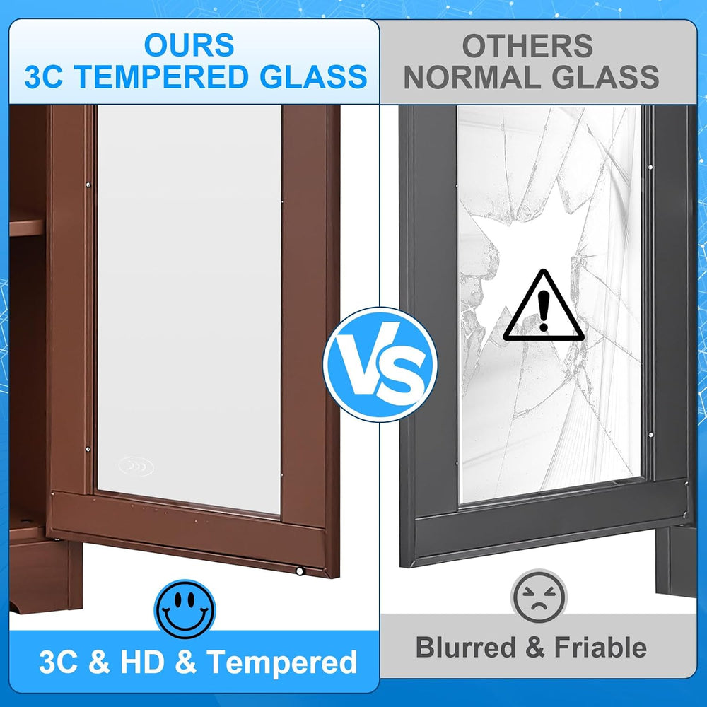 Polup Glass Display Cabinet, Display Case with Glass Doors and Shelves, Metal...