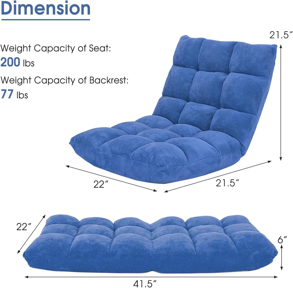 S AFSTAR Cushioned Floor Chair, 14-Position Adjustable Padded Lazy Recliner w...