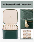 Vlando Gifts for Teachers,Travel Jewelry Box with 6 Velvet Jewelry Zipper Pockets Jewelry Case Premium Petal Hardware Travel Jewelry Organizer Graduation Gifts (Green)