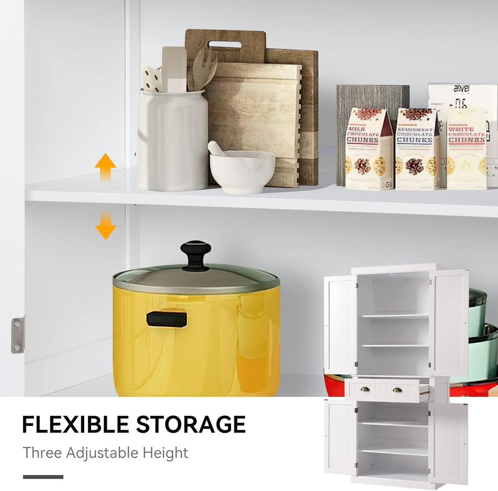 LOUVIXA 72" Kitchen Pantry Storage Cabinet, Freestanding Cupboard with 2...