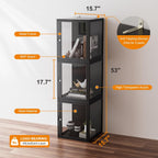 NAIZEA Display Case w/Lock, 17.7"x15.7"x15.7" LED Dustproof Show Case for Collectibles, Figure, Trophy, Display Box for Collectibles Bedroom Living Room Office Game Room,3 Pack