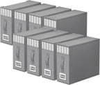 8 Pack Bed Sheet Closet Organizers and Storage,Sturdy Foldable Storage Containers with Window and Label,Storage and Organization for Bedding Sheets,Duvet Covers,Blankets (Grey)