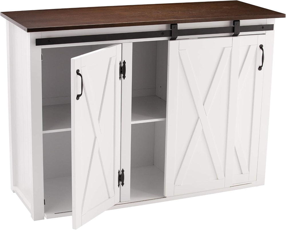 SEI Furniture - Leshire Barn-Door Kitchen Island - Transitional Design, Brown...